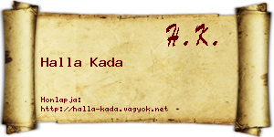 Halla Kada névjegykártya